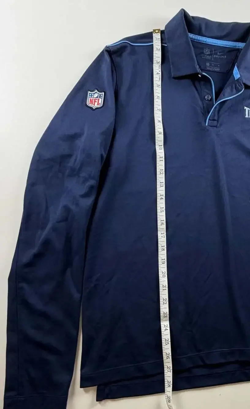 Nike Tennessee Titans Long Sleeve Polo Size M Navy On Field Dri-Fit